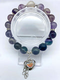 Unique Design Fluorite Semi Precious Gemstones 10mm 8mm Round Beads Crystal Stretch Bracelets 7.5 Inch Unisex
